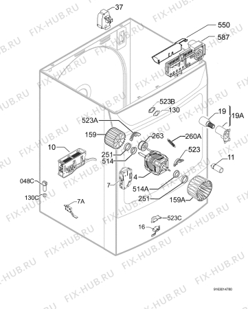 Взрыв-схема сушильной машины Privileg 086454_10505 - Схема узла Electrical equipment 268