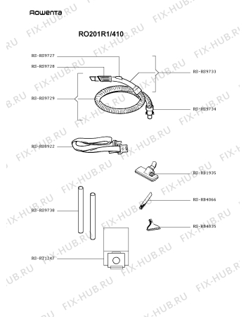 Взрыв-схема пылесоса Rowenta RO201R1/410 - Схема узла JP002525.5P2