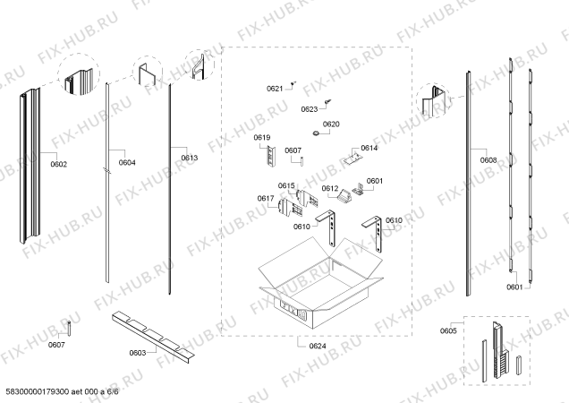 Схема №1 RF463703 с изображением Панель для холодильной камеры Bosch 11002101