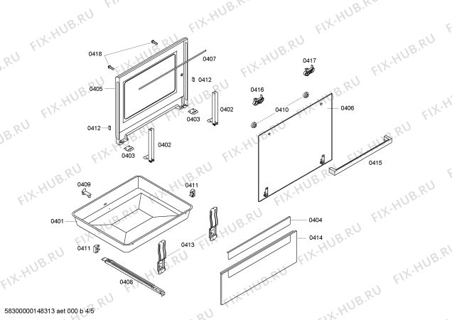 Взрыв-схема плиты (духовки) Bosch HCE723220G - Схема узла 04