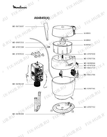 Взрыв-схема кухонного комбайна Moulinex A64845I(4) - Схема узла DP001218.1P5
