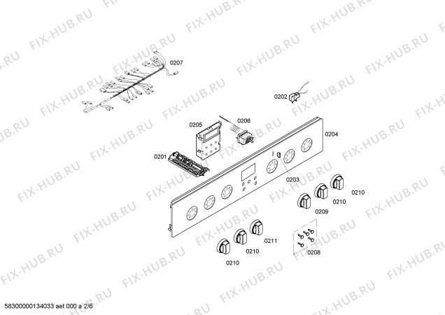 Взрыв-схема плиты (духовки) Siemens HM74W210T - Схема узла 02