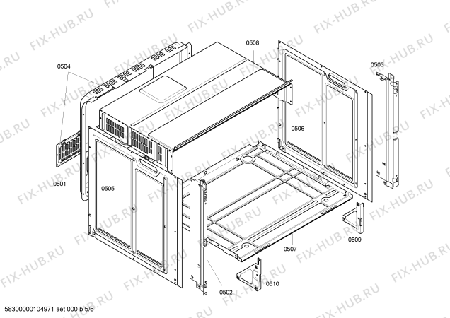 Взрыв-схема плиты (духовки) Bosch HBN53L550A - Схема узла 05