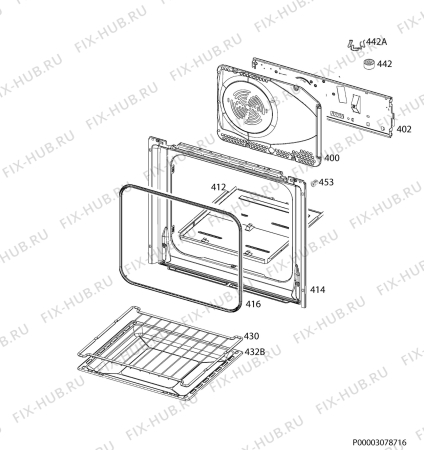 Взрыв-схема плиты (духовки) Faure FOP27001WK - Схема узла Oven
