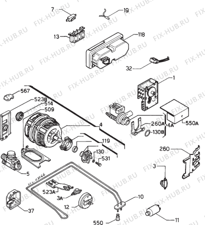 Взрыв-схема посудомоечной машины Zanussi ZT455 - Схема узла Electrical equipment 268