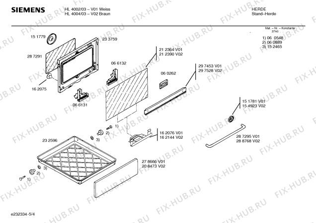 Схема №1 HL4002 с изображением Стеклокерамика для духового шкафа Siemens 00212645