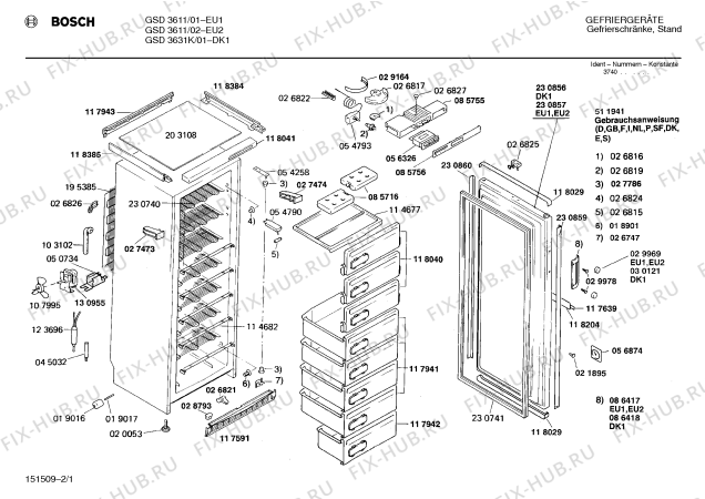 Схема №2 GSD3630K GSD3630 с изображением Дверь для холодильной камеры Bosch 00230857