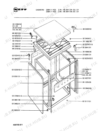 Взрыв-схема плиты (духовки) Neff 195304735 2394.11HES - Схема узла 02