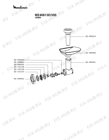 Взрыв-схема мясорубки Moulinex ME40613E/350 - Схема узла SP003710.8P2