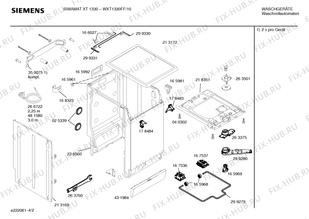Схема №1 WXT901FF SIWAMAT XT 901 fuzzy plus с изображением Инструкция по эксплуатации для стиралки Siemens 00584383