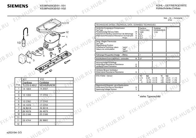 Взрыв-схема холодильника Siemens KS38R420GB - Схема узла 03