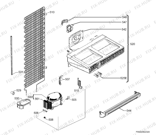 Взрыв-схема холодильника Ikea KYLANDE 40408356 - Схема узла Cooling system 017