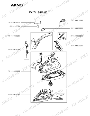 Схема №1 FV1741B2/AM0 с изображением Ручка для электропарогенератора Seb FS-9100030294