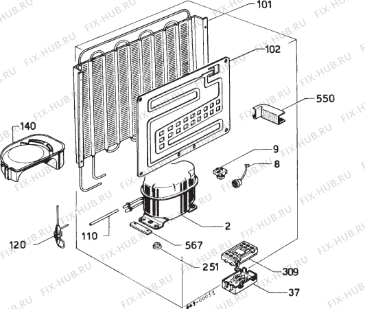 Взрыв-схема холодильника Rosenlew RJVL168 - Схема узла Refrigerator cooling system