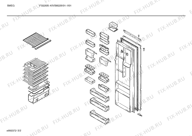 Взрыв-схема холодильника Smeg KIVSM22II - Схема узла 02