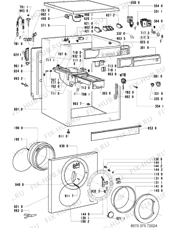 Схема №1 AWM 375/4 с изображением Обшивка для стиралки Whirlpool 481245328114