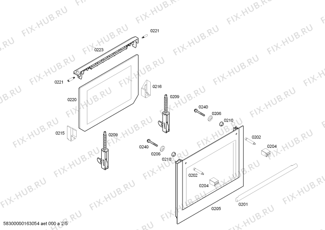 Взрыв-схема плиты (духовки) Siemens HB23AB540W H.SE.NP.L2D.IN.GLASS.S4/.X.E0_C/// - Схема узла 02