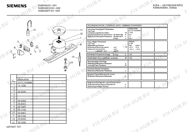 Взрыв-схема холодильника Siemens KI28V02FF - Схема узла 03