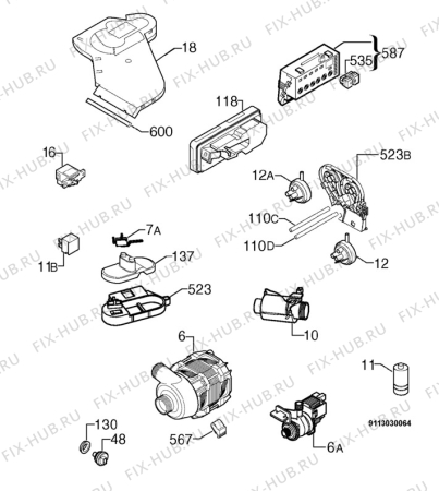 Взрыв-схема посудомоечной машины Arthurmartinelux ASF46010 - Схема узла Electrical equipment 268