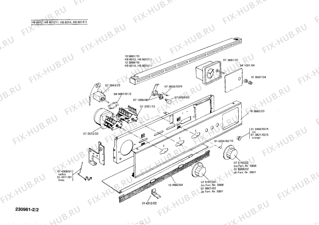 Взрыв-схема плиты (духовки) Siemens HB601211 - Схема узла 02