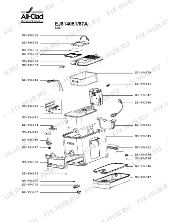 Схема №1 EJ814051/87A с изображением Ручка для электрофритюрницы Seb SS-996536