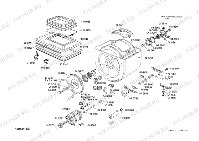 Взрыв-схема стиральной машины Bosch 0722044162 V900 - Схема узла 03