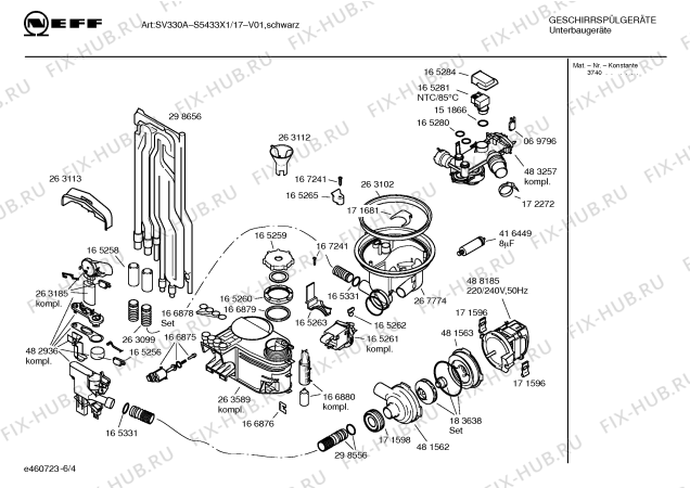 Схема №1 S5433X1 Art:SV330A с изображением Инструкция по эксплуатации для посудомоечной машины Bosch 00582992