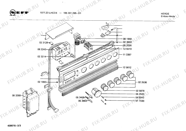 Взрыв-схема плиты (духовки) Neff 195301295 1077.23LHCDX - Схема узла 03