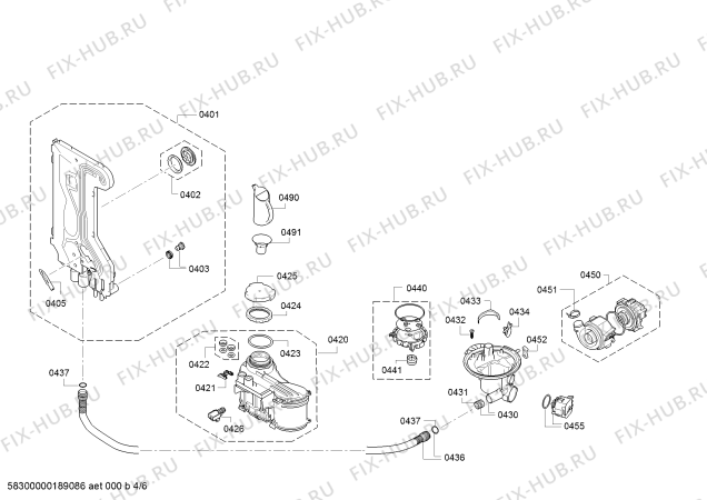 Взрыв-схема посудомоечной машины Bosch SPV40E60EU Silence - Схема узла 04