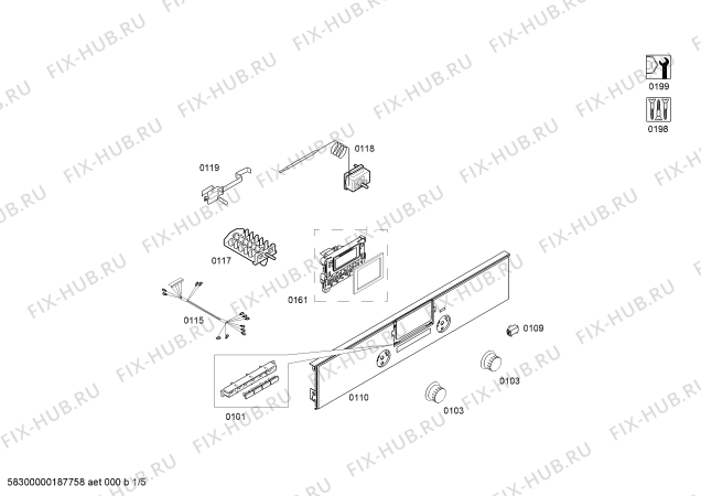 Схема №1 HB23AB523W H.SE.NP.L2D.IN.GLASS.S2/.X.E0_C/// с изображением Часы для электропечи Siemens 00650372