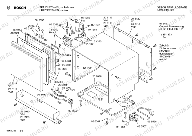Схема №1 SKT2026 с изображением Панель для посудомоечной машины Bosch 00286913