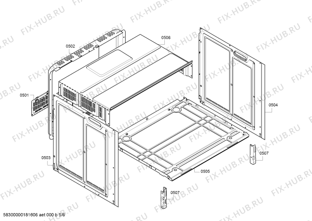 Взрыв-схема плиты (духовки) Siemens HB331E2W - Схема узла 05