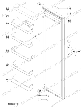 Взрыв-схема холодильника Zanussi ZRA35VS - Схема узла Door