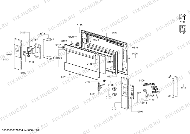 Схема №1 HB933R51 с изображением Фронтальное стекло для плиты (духовки) Siemens 00743222