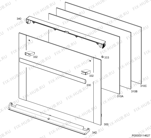 Взрыв-схема плиты (духовки) Electrolux EKI6675EIX - Схема узла Door