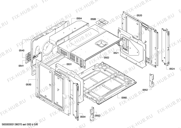 Взрыв-схема плиты (духовки) Siemens HB76LT560E - Схема узла 05