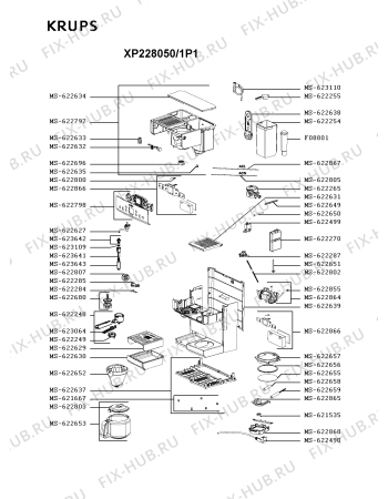 Схема №1 XP228050/1P1 с изображением Сосуд для кофеварки (кофемашины) Krups MS-622797
