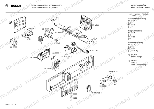 Схема №2 WFM1000II WFM1000 с изображением Панель управления для стиральной машины Bosch 00277949
