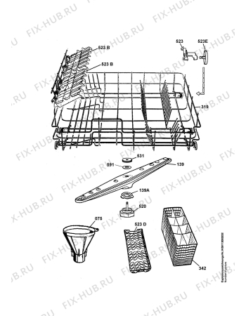 Взрыв-схема посудомоечной машины Zanussi ZDC5465 - Схема узла Baskets, tubes 061