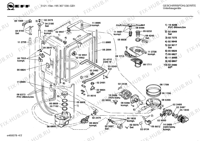 Взрыв-схема посудомоечной машины Neff 195307530 5121.15IW - Схема узла 02