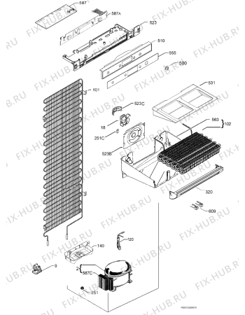 Взрыв-схема холодильника Electrolux EUF14810 - Схема узла Cooling system 017