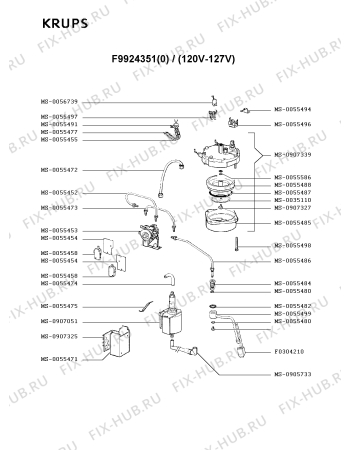 Взрыв-схема кофеварки (кофемашины) Krups F9924351(0) - Схема узла XP001871.7P2