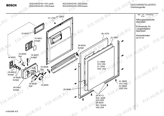 Схема №1 SGU43A52 с изображением Краткая инструкция для электропосудомоечной машины Bosch 00586773