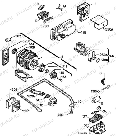 Взрыв-схема посудомоечной машины Aeg F3420W - Схема узла W10 Electric, users manual F