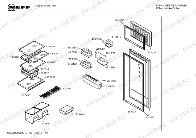Схема №1 K1664X4FF с изображением Инструкция по эксплуатации для холодильника Bosch 00590296