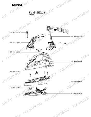 Схема №1 FV3836E0/23 с изображением Рукоятка для утюга (парогенератора) Tefal CS-00125661