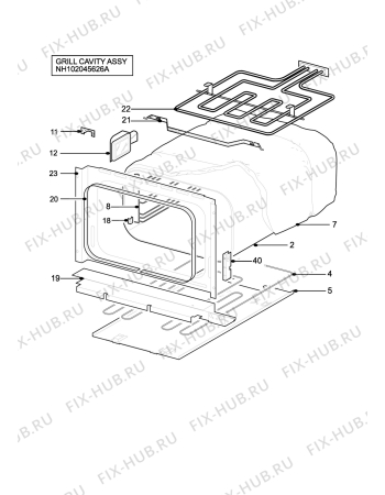 Взрыв-схема плиты (духовки) Electrolux EDB715GR - Схема узла H10 Grill cavity assy