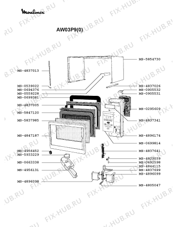 Взрыв-схема микроволновой печи Moulinex AW03P9(0) - Схема узла LP002374.5P2