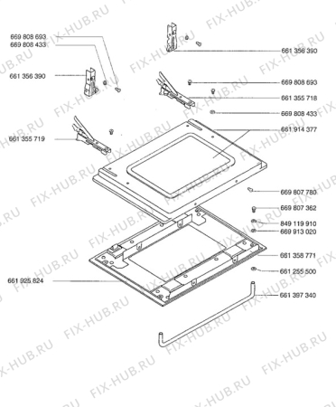 Взрыв-схема плиты (духовки) Aeg 5231B-M - Схема узла Door, main (large)