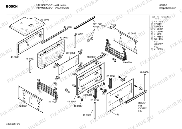 Схема №1 HBN9352GB с изображением Инструкция по эксплуатации для плиты (духовки) Bosch 00587619